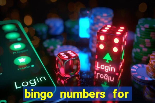 bingo numbers for each letter