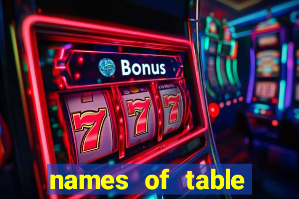 names of table games casino